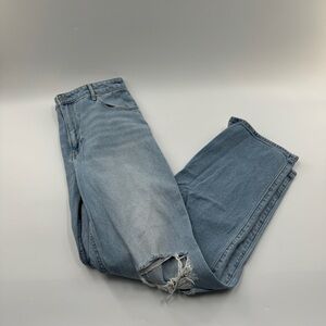 Hollister Ultra High Rise Dad Jeans Light Wash Distressed Size 9 Regular